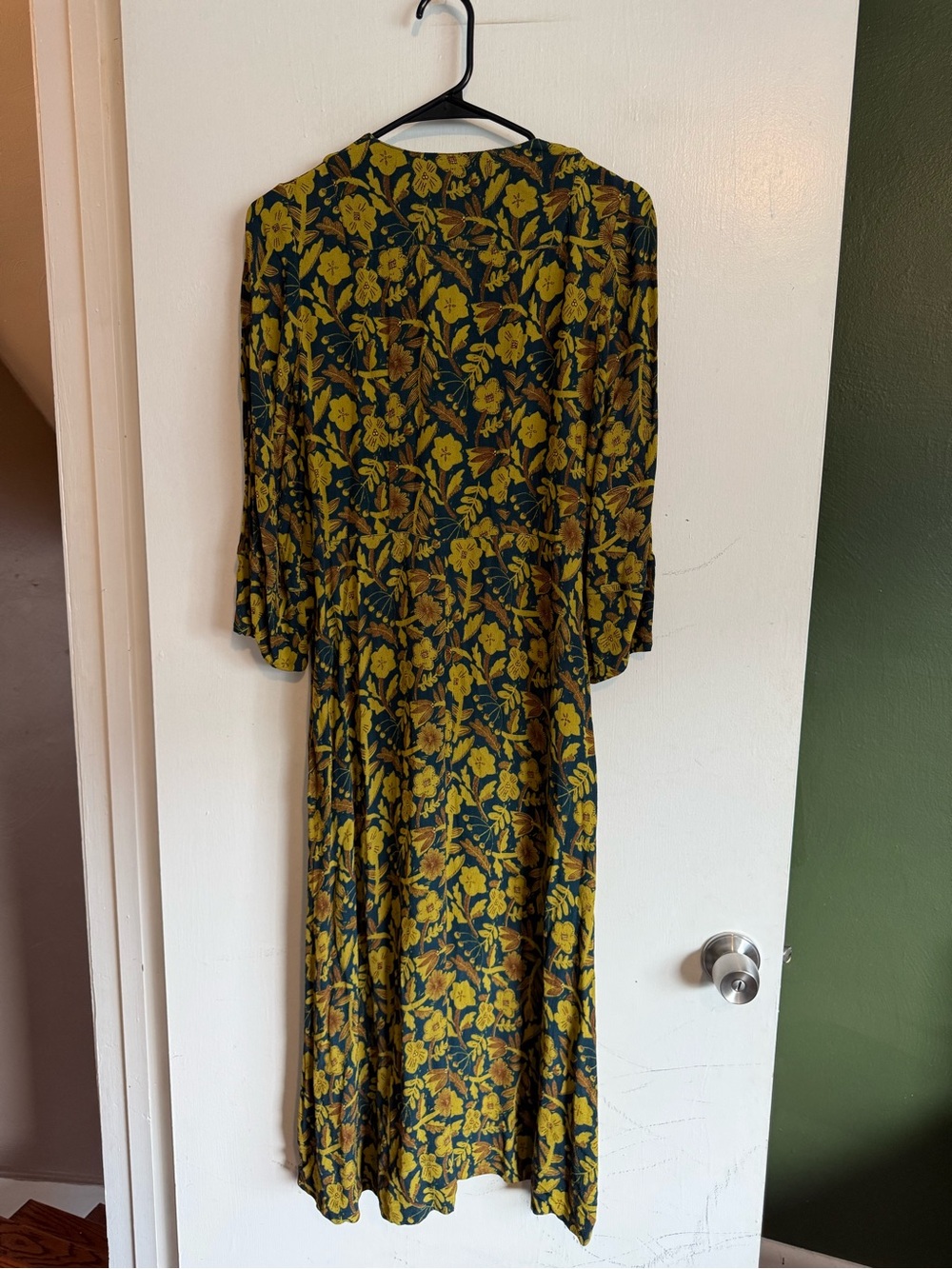 Toast teal and okra Floral Fluid Crepe midi length Dress Size 8 - Picture 9 of 9